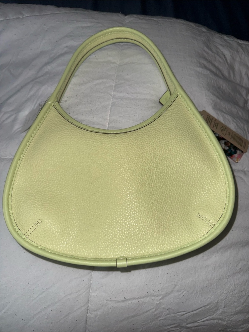 Coach Light Lime Pebbled Leather Hobo Bag with Multicolor Charm - Picture 3 of 5